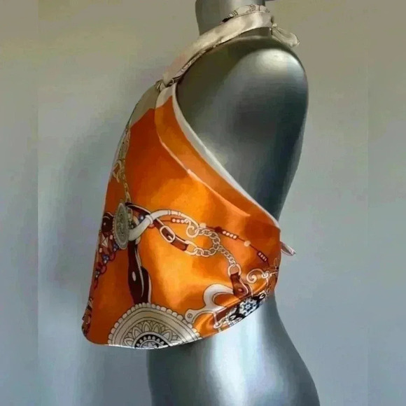 🆕Luxury  Satin Scarf Top - Picture 4 of 13